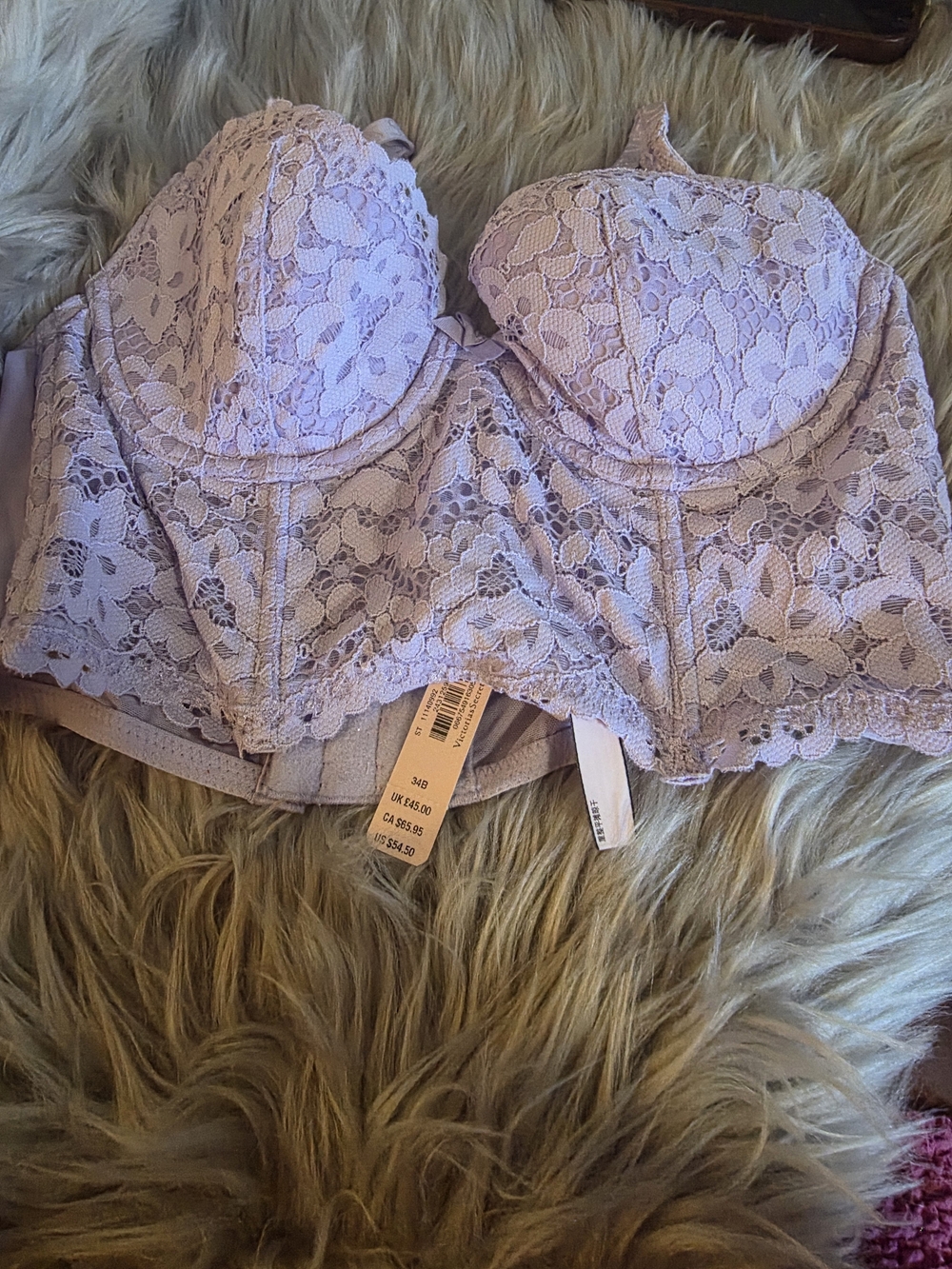 Victoria's Secret Lavender Lace Longline Bustier Bra